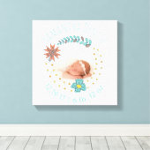 Monogram Baby Foto Boho Bloemen Geboorte Aankondig Canvas Afdruk (Insitu (Houten vloer))
