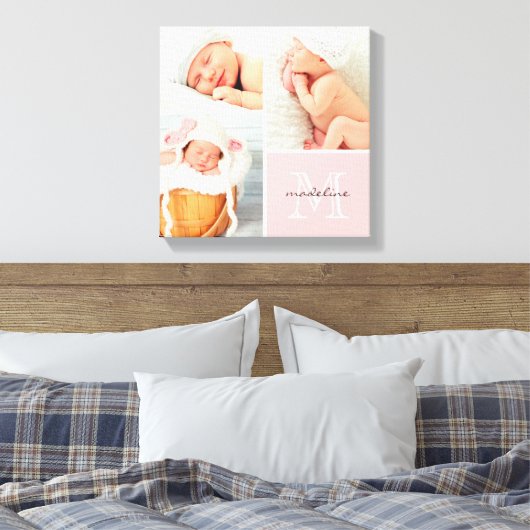 Monogram Baby Foto Collage Canvas afdrukken (Insitu (Slaapkamer))