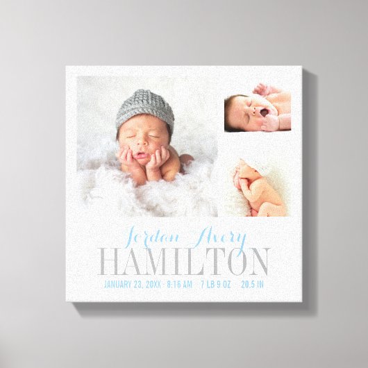 Monogram Baby Foto Collage Wrapped Canvas Print (Voorkant)