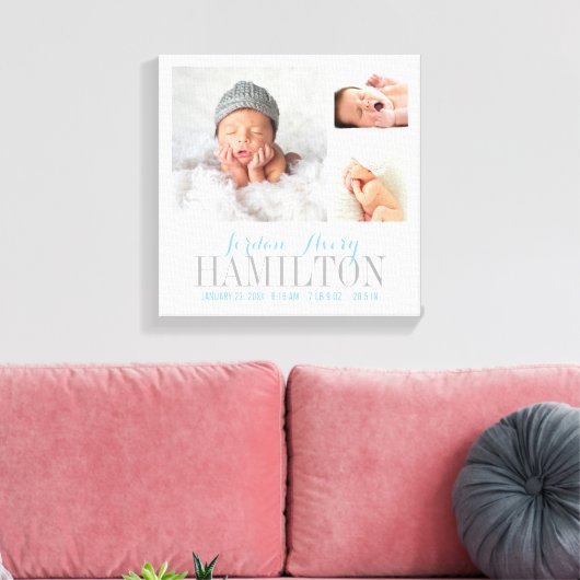 Monogram Baby Foto Collage Wrapped Canvas Print (Insitu (Woonkamer))