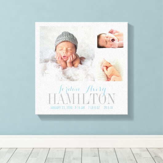 Monogram Baby Foto Collage Wrapped Canvas Print (Insitu (Houten vloer))