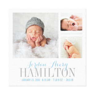 Monogram Baby Foto Collage Wrapped Canvas Print