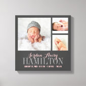 Monogram Baby Foto Collage Wrapped Canvas Print (Voorkant)