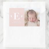 monogram baby foto geboorteaankondiging rechthoekige sticker (Tas)