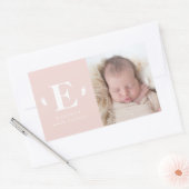 monogram baby foto geboorteaankondiging rechthoekige sticker (Envelop)