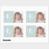 monogram baby foto geboorteaankondiging rechthoekige sticker (Vel)