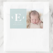 monogram baby foto geboorteaankondiging rechthoekige sticker (Tas)