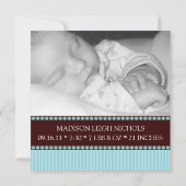 Monogram Baby Fotoaankondigingen Aankondiging (Achterkant)