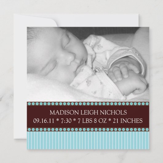 Monogram Baby Fotoaankondigingen Aankondiging (Achterkant)