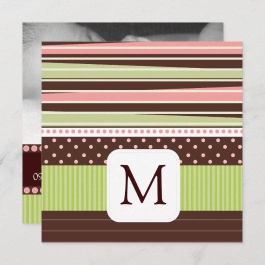 Monogram Baby Fotoaankondigingen Aankondiging (Voorkant / Achterkant)
