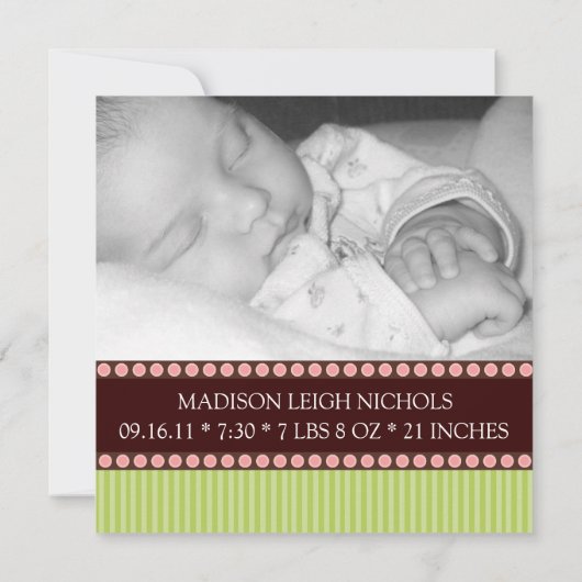 Monogram Baby Fotoaankondigingen Aankondiging (Achterkant)