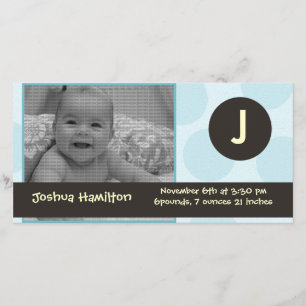 monogram baby fotokaart aankondiging