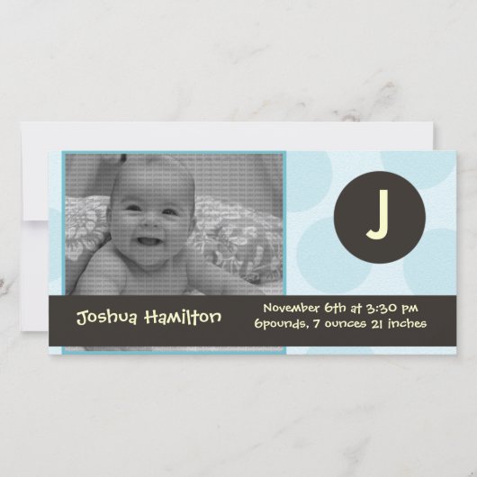 monogram baby fotokaart aankondiging (Voorkant)