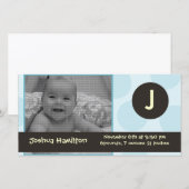 monogram baby fotokaart aankondiging (Voorkant / Achterkant)
