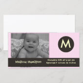 monogram baby fotokaart aankondiging (Voorkant / Achterkant)