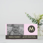 monogram baby fotokaart aankondiging (Staand voorkant)
