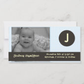 Monogram baby fotokaartje aankondiging (Voorkant)