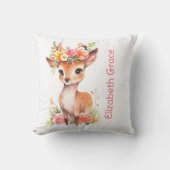 Monogram Baby Herten Roze Bloemen Baby Kussen (Voorkant)