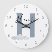 Monogram Baby Initiaal & Naam Kinderkamer Klok