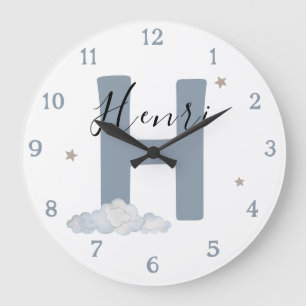 Monogram Baby Initiaal & Naam Kinderkamer Klok