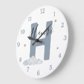 Monogram Baby Initial & Name Nursery Wall Clock Grote Klok (Hoek)