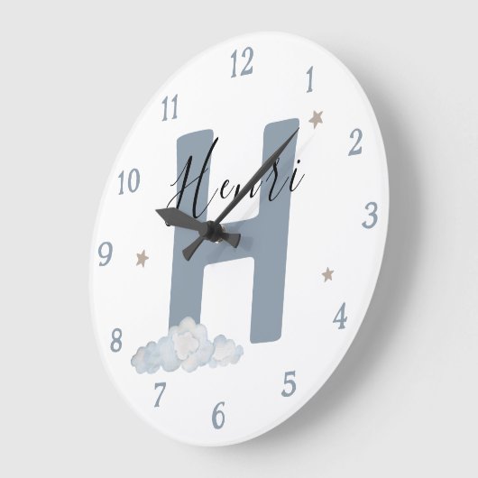 Monogram Baby Initial & Name Nursery Wall Clock Grote Klok (Hoek)