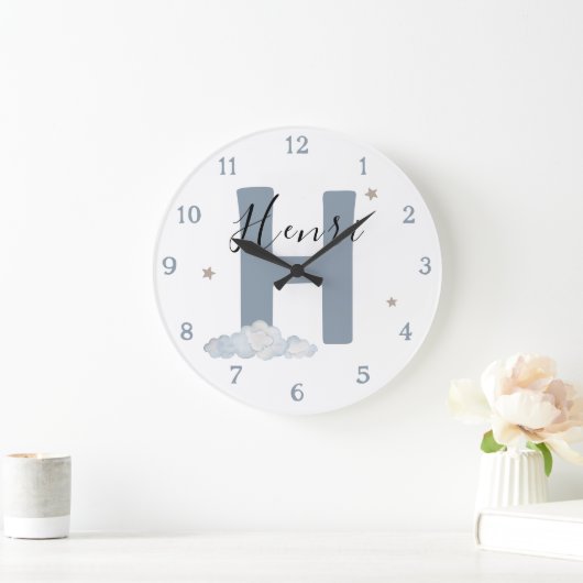 Monogram Baby Initial & Name Nursery Wall Clock Grote Klok (Huis)