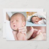 Monogram baby meisje foto's roze moderne geboorte aankondiging (Achterkant)