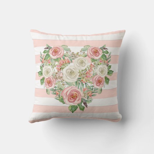 Monogram Baby Meisje | Geboorte Statistieken Hart  Kussen (Achterkant)