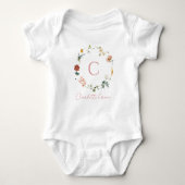 Monogram Baby Meisje Roze Waterverf Bloemen Romper (Voorkant)