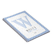 Monogram Baby Memory Journal. Blauw en wit Notitieboek (Rechterzijde)