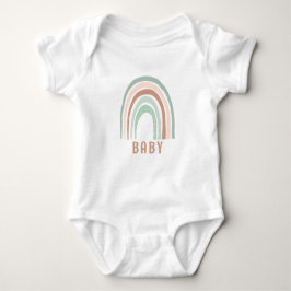 Monogram Baby Naam Earthy Boho Rainbow Green Brown Romper