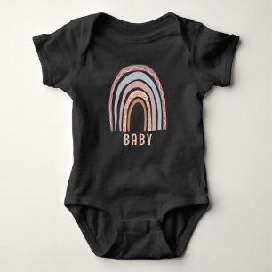 Monogram Baby Naam Earthy Boho Rainbow Neutral Romper