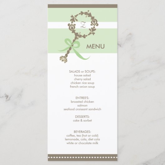 Monogram Baby Rattle Shower Menu (Voorkant)