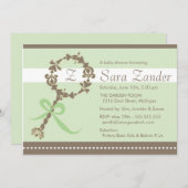 Monogram Baby Rattle Shower Uitnodiging (Voorkant / Achterkant)