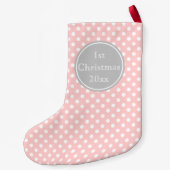 Monogram baby roze en Ash Gray Polka Dot Kleine Kerstsok (Achterkant)