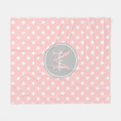 Monogram baby roze en ash grijze sterren fleece deken (Voorkant (Horizontaal))