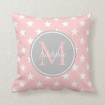 Monogram baby roze en ash grijze sterren
