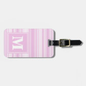 Monogram baby roze strepen bagagelabel (Voorkant horizontaal)