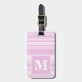 Monogram baby roze strepen bagagelabel