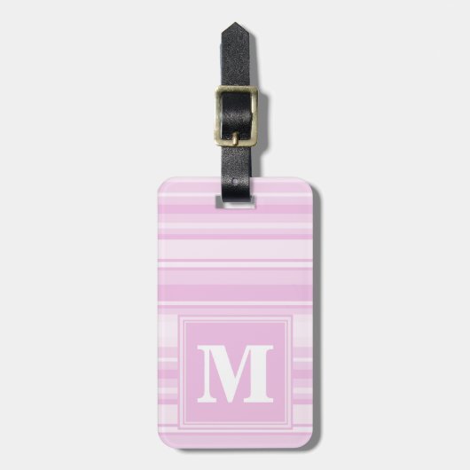 Monogram baby roze strepen bagagelabel (Voorkant verticaal)