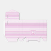 Monogram baby roze strepen bedankdoosjes (Uitgevouwen)