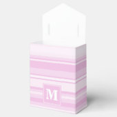 Monogram baby roze strepen bedankdoosjes (Geopend)