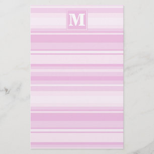 Monogram baby roze strepen briefpapier