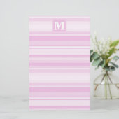 Monogram baby roze strepen briefpapier (Staand voorkant)