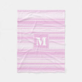 Monogram baby roze strepen fleece deken