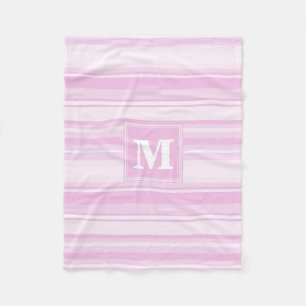 Monogram baby roze strepen fleece deken