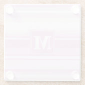 Monogram baby roze strepen glazen onderzetter (Achterkant)