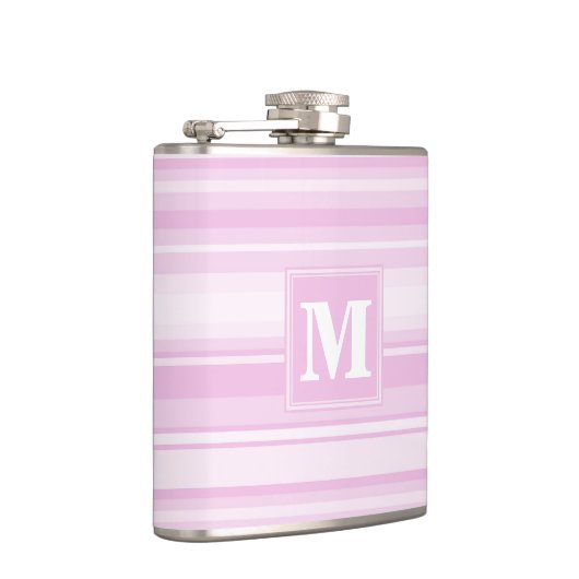 Monogram baby roze strepen heupfles (Rechts)