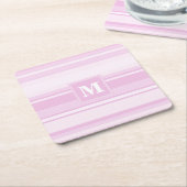 Monogram baby roze strepen kartonnen onderzetters (Schuin)